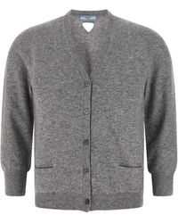 Prada - V-Neck Buttoned Cardigan - Lyst