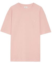 Saint Laurent - Logo-Embroidered Piqué Cotton-Blend T-Shirt - Lyst