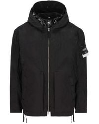Stone Island - Logo Details Hooded Casual Jacket - Lyst