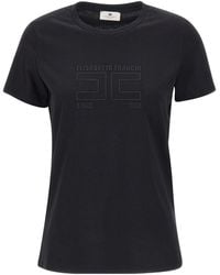 Elisabetta Franchi - Logo Embroidered Crewneck T-Shirt - Lyst
