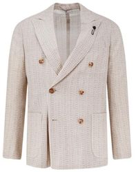 Lardini - Textured Double-Breasted Blazer - Lyst