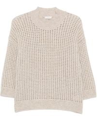 Peserico - Open-Knit Mock-Neck Knitted Sweater - Lyst