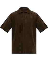 Homme Plissé Issey Miyake - Homme Plissé Issey Miyake Pleated Short Sleeved Polo Shirt - Lyst