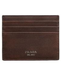 Prada - Minuteria Leather Card Holder Wallet - Lyst
