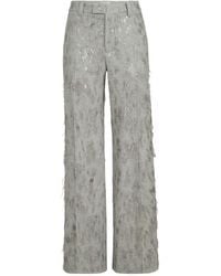Brunello Cucinelli - Virgin Wool And Cashmere Twill Flannel Loose Flared Trousers With Dazzling Lynx Embroidery - Lyst
