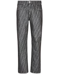 Fendi - Ff Jacquard Straight-Leg Jeans - Lyst