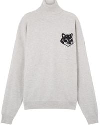 Maison Kitsuné - Maison Kitsuné Roll-Neck Fox Head Intarsia-Knit Jumper - Lyst