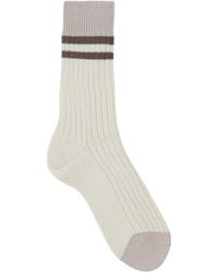 Brunello Cucinelli - Striped Ribbed-Knit Ankle Socks - Lyst