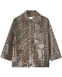 Ganni - Laminated Animal-Print Jacket - Lyst