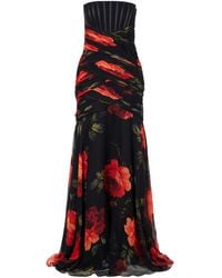 Carolina Herrera - Strapless Ruched Floral-Printed Silk-Chiffon Gown - Lyst
