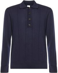 Eleventy - Long-Sleeved Knitted Polo Shirt - Lyst