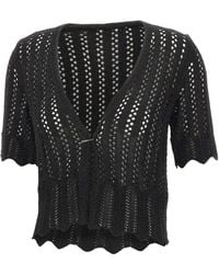 Kaos - Openwork Cropped Knitted Top - Lyst