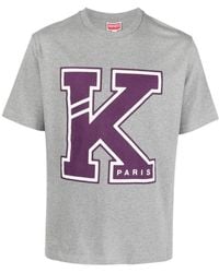 KENZO - Pearly Grey Varsity T-shirt - Lyst