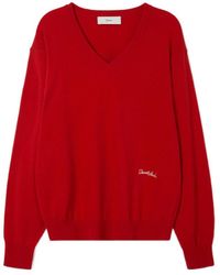 DUNST - V-Neck Logo Sweater - Lyst