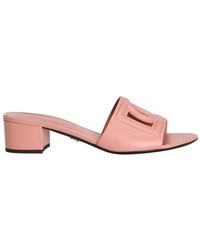 Dolce & Gabbana - Dg Logo Leather Mule - Lyst