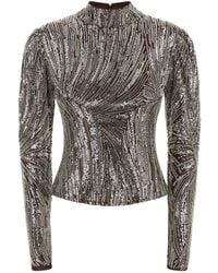 Rabanne - Sequin Wave Long Sleeve Top - Lyst