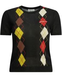 Ganni - "Argyle" Crewneck Sweater - Lyst