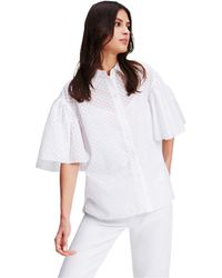KARL LAGERFELD - Broderie-Anglaise Flared-Sleeve Shirt - Lyst