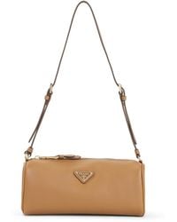 Prada - Logo Plaque Zip-Up Shoulder Bag - Lyst