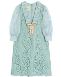 Valentino - Lace Detailed V-Neck Mini Dress - Lyst