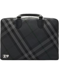 Burberry - Grid Checked Zipped Briefcase - Lyst