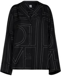 TOTEME - Totême Monogram-Print Satin Shirt - Lyst