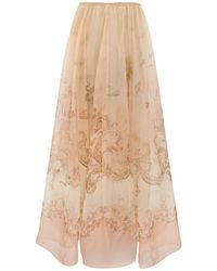 Zimmermann - Hypnotic Organza Map Printed Maxi Skirt - Lyst