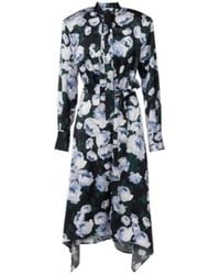 Stella McCartney - Floral Tie-Neck Satin Midi Dress - Lyst