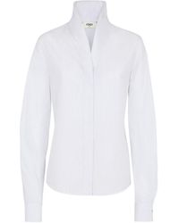 Fendi - Long Sleeved V-Neck Striped Shirt - Lyst