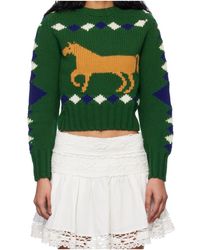 Bode - Diamond Corral Crew Neck Sweater - Lyst