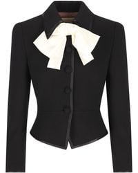 Valentino - Bow Detailed Button-Up Jacket - Lyst