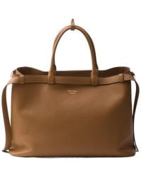 Prada - Buckle Leather Handbag With Double Belt - Lyst