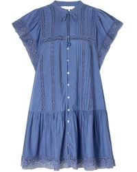 Sea - Tiered Lace-Trimmed Cotton Mini Dress - Lyst