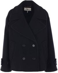 Chloé - Chloé Double-Breasted Buttoned Coat - Lyst