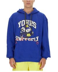MSGM - Graphic Printed Drawstring Hoodie - Lyst