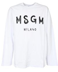 MSGM - Logo Printed Long-Sleeved T-Shirt - Lyst