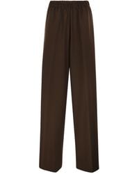 Fabiana Filippi - Wide Leg Stretch Wool Trousers With Elasticated Waistband - Lyst