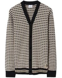 Burberry - Check-Pattern V-Neck Cardigan - Lyst