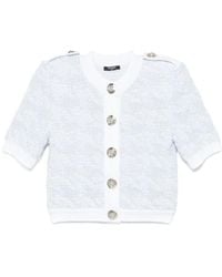 Balmain - Short-Sleeve Tweed Cardigan - Lyst