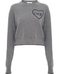 Chloé - Chloé Logo Intarsia Knit Sweater - Lyst