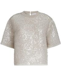 Brunello Cucinelli - Dazzling Cascade Embroidery T-Shirt - Lyst