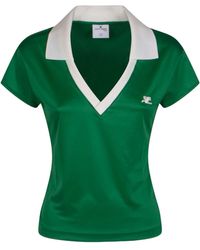 Courreges - Courrèges Logo Embroidered V-Neck Polo Shirt - Lyst