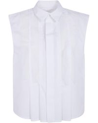 Sacai - Pleated Sleeveless Shirt - Lyst