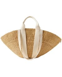Muuñ - Sophie Canvas-Trimmed Woven Straw Tote - Lyst