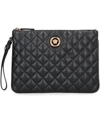 Versace - Quilted Logo Leather Clutch Bag - Lyst