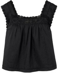 Doen - Crochet-Trimmed Ramie Top - Lyst