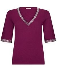 Liu Jo - V-Neck Rhinestone T-Shirt - Lyst