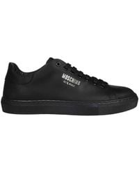 Moschino - Logo-Plaque Leather Sneakers - Lyst