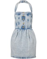 Patou - Halterneck Denim Minidress - Lyst