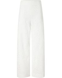 TOVE - Nynette Floral-Embroidered Cotton-Blend Wide-Leg Pants - Lyst